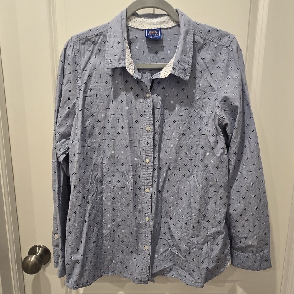 Le Tigre Light Blue Patterned Button-Down Shirt Size Large